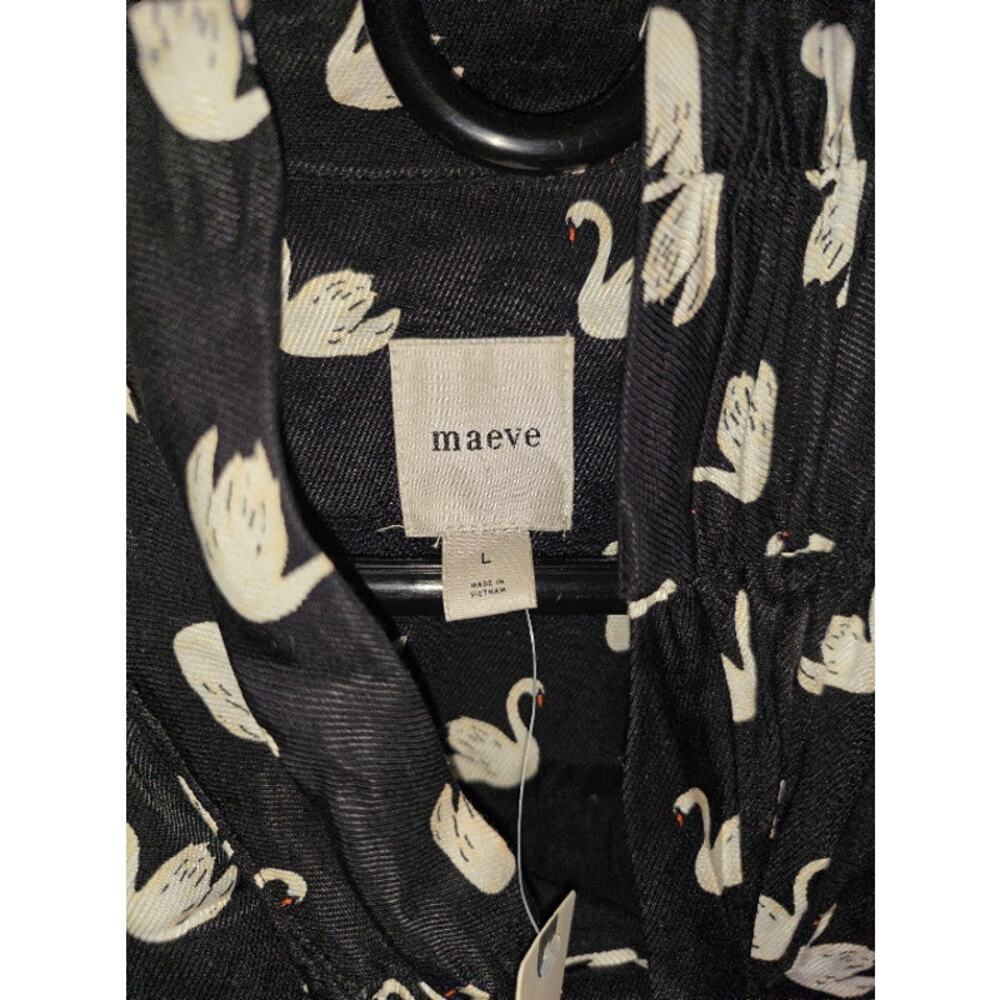 Anthropologie Maeve The Caroline Tie Neck Mini Dress Swan NWT Size L Whimsy - Picture 8 of 9